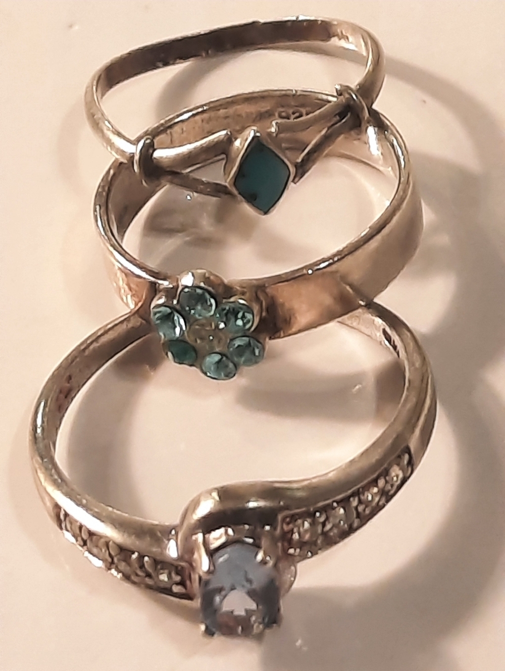 Sterling Silver 925 Turquoise & Aqua Stackable Women’s Ring Set